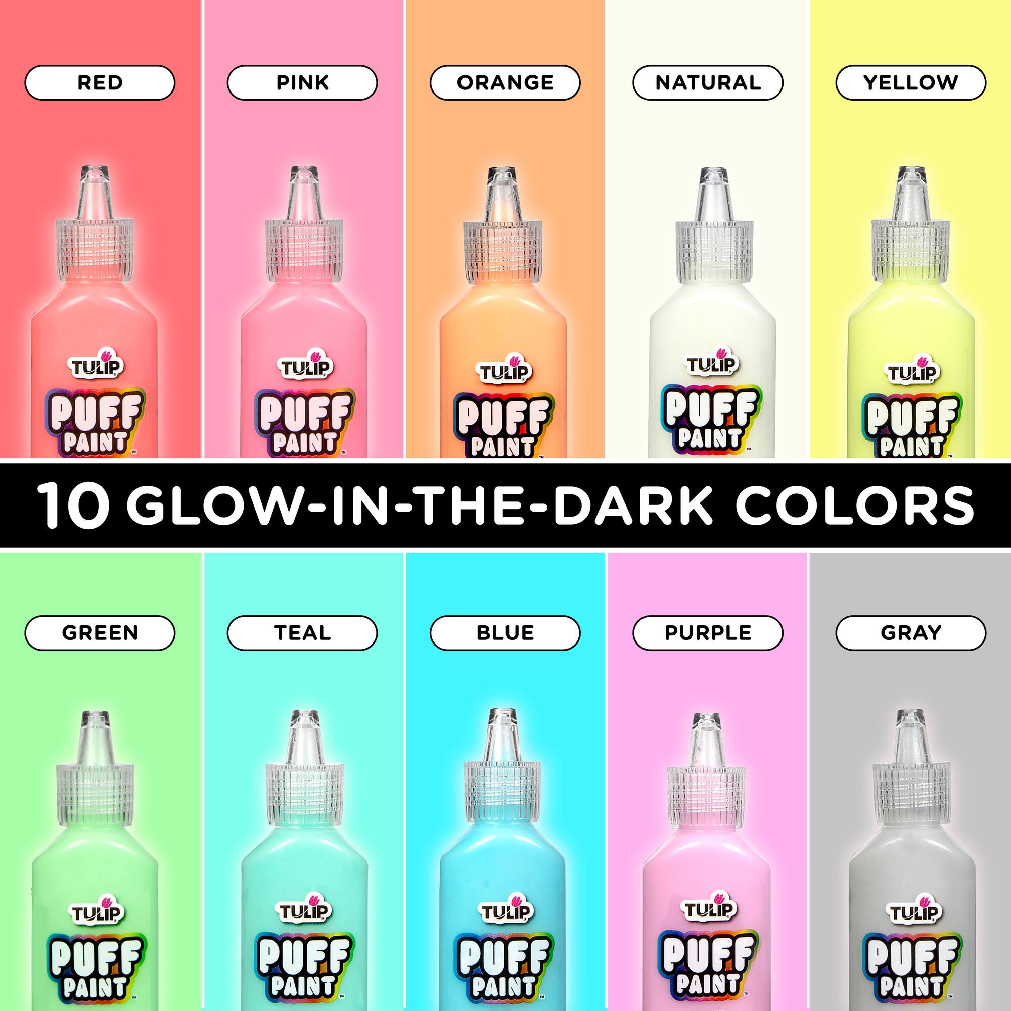 6 Packs: 10 ct. (60 total) Tulip® Glow-in-the-Dark Puff Paints